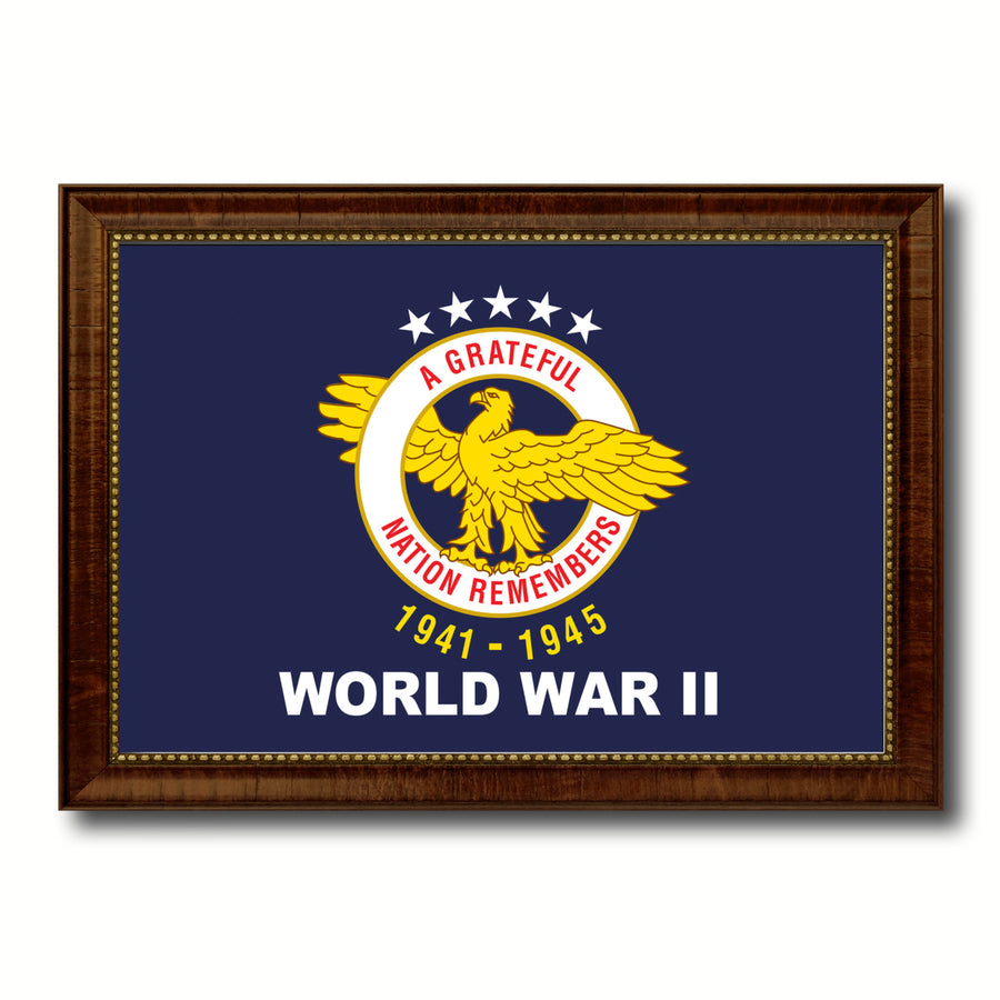 World War II Military Flag Art Canvas Print with Custom Picture Frame  Wall Decoration Image 1