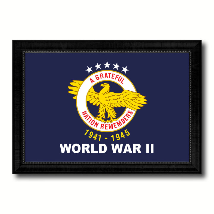 World War II Military Flag Art Canvas Print with Custom Picture Frame  Wall Decoration Image 1