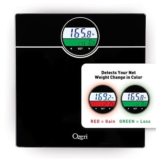 Ozeri WeightMaster Digital Scale 400 lbs BMI Weight Change Detection Glass Image 1