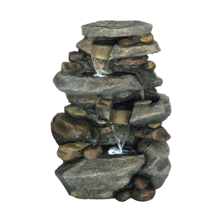 Stone Waterfall Fountain with LED Lights Faux Rock Zen Patio Garden Decor with Pump Image 2