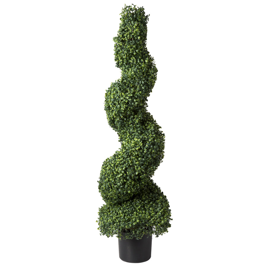 Artificial Boxwood Spiral Tree Over 4 Ft Tall Faux Plant Topiary Indoor Outdoor Image 1