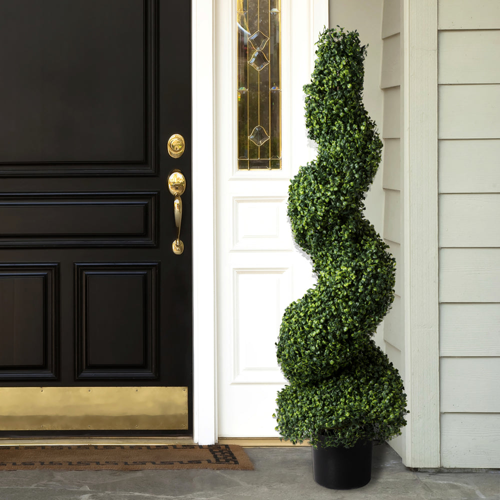 Artificial Boxwood Spiral Tree Over 4 Ft Tall Faux Plant Topiary Indoor Outdoor Image 2