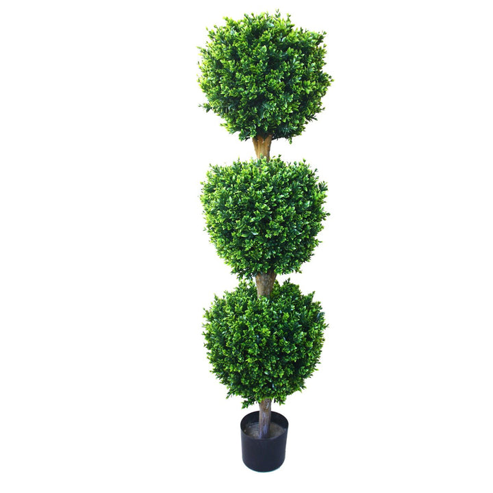 Triple Ball Artificial Tree Indoor Outdoor Fake Plant  Hedyotis Faux Planted Topiary Image 1