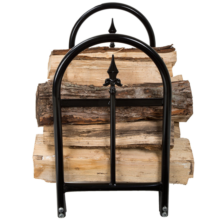 Pure Garden Fireplace Log Rack with Finial Design - Black Image 5