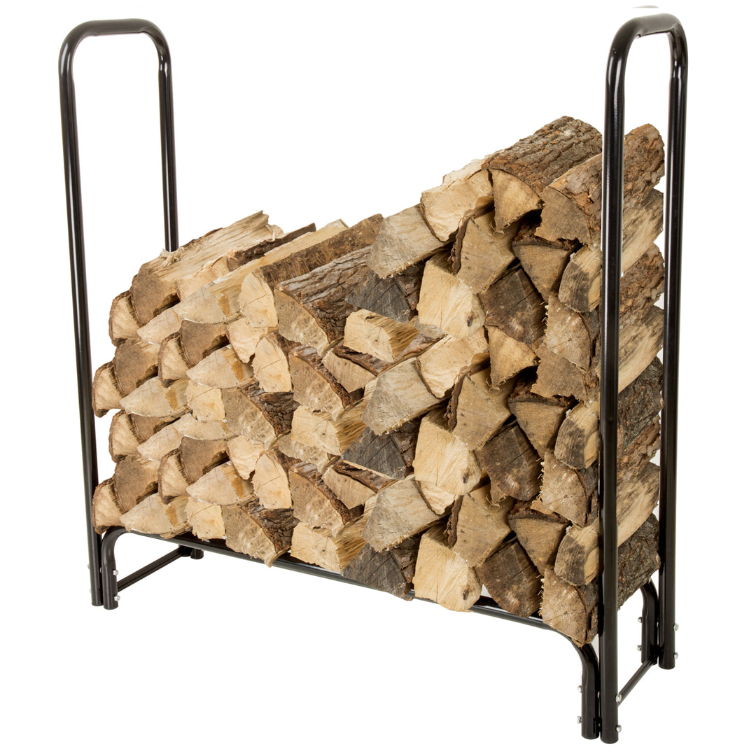 4 Foot Firewood Log Rack Metal Tubing Outdoor Wood Storage Image 2