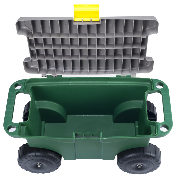 Pure Garden 20 Inch Rolling Garden Storage Cart with Seat and Tool Tray Image 3