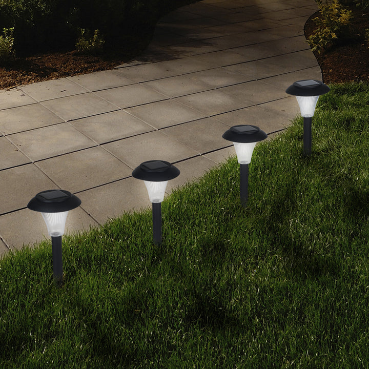 Pure Garden Solar Pathway Lights Set of 8 Black Weather Resistant Outdoor Decor Image 1