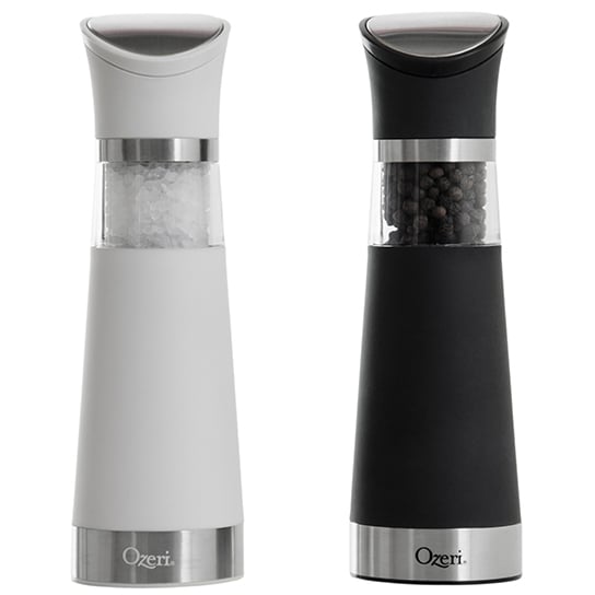 Ozeri Graviti Pro Electric Salt and Pepper Grinder Set BPA-Free White Black Image 1