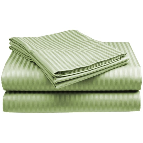 300 Thread Count Wrinkle-Free Sateen Sheet Set 100% Cotton Dobby Stripe King Queen Image 1