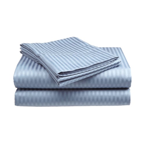 300 Thread Count Wrinkle-Free Sateen Sheet Set 100% Cotton Dobby Stripe King Queen Image 1