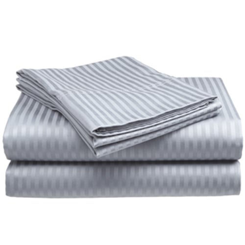 300 Thread Count Wrinkle-Free Sateen Sheet Set 100% Cotton Dobby Stripe King Queen Image 1