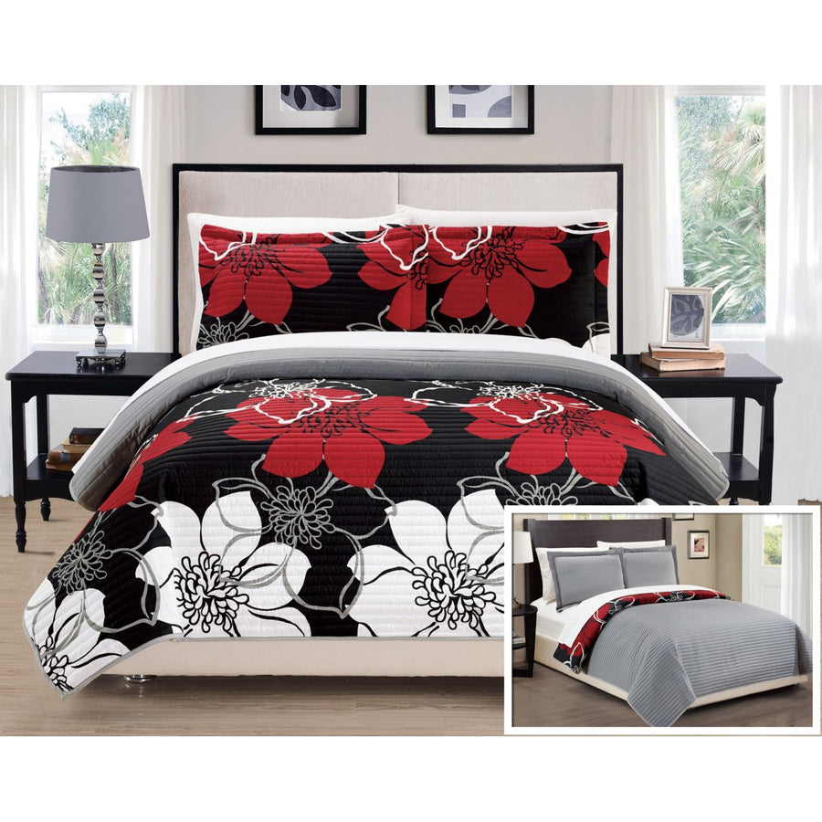 Chic Home Floral Printed Quilt Set, Multiple Colors Image 1