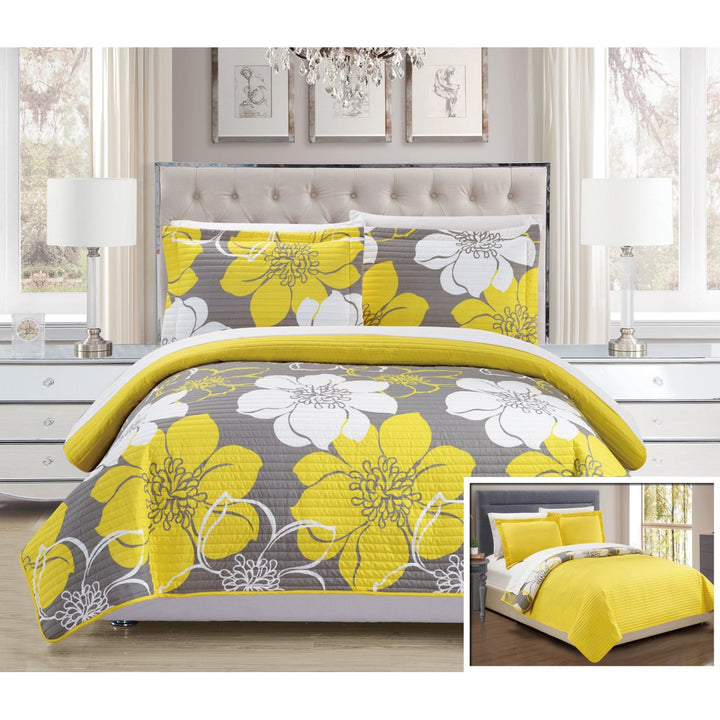 Chic Home Floral Printed Quilt Set, Multiple Colors Image 3