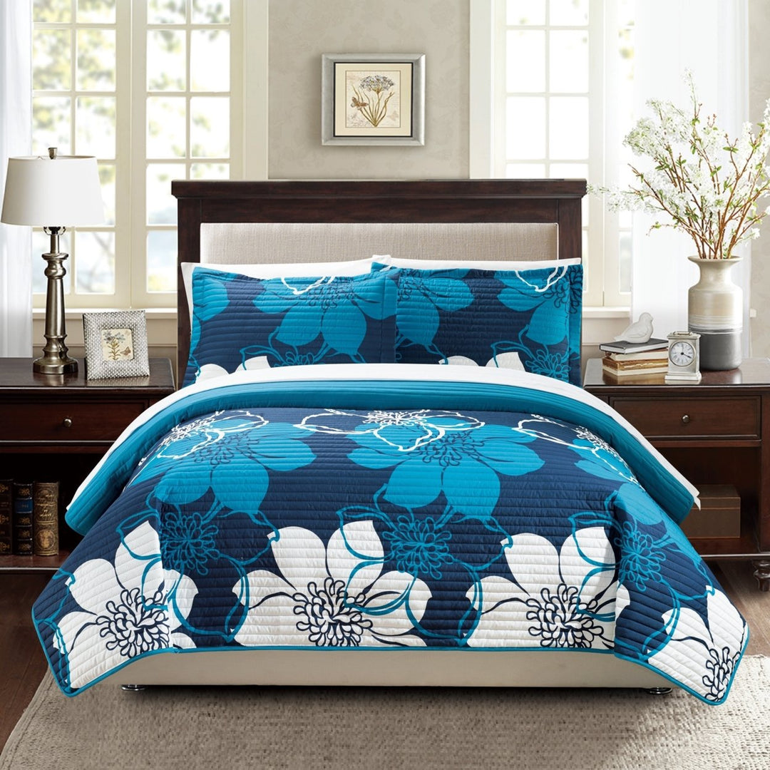 Chic Home Floral Printed Quilt Set, Multiple Colors Image 1