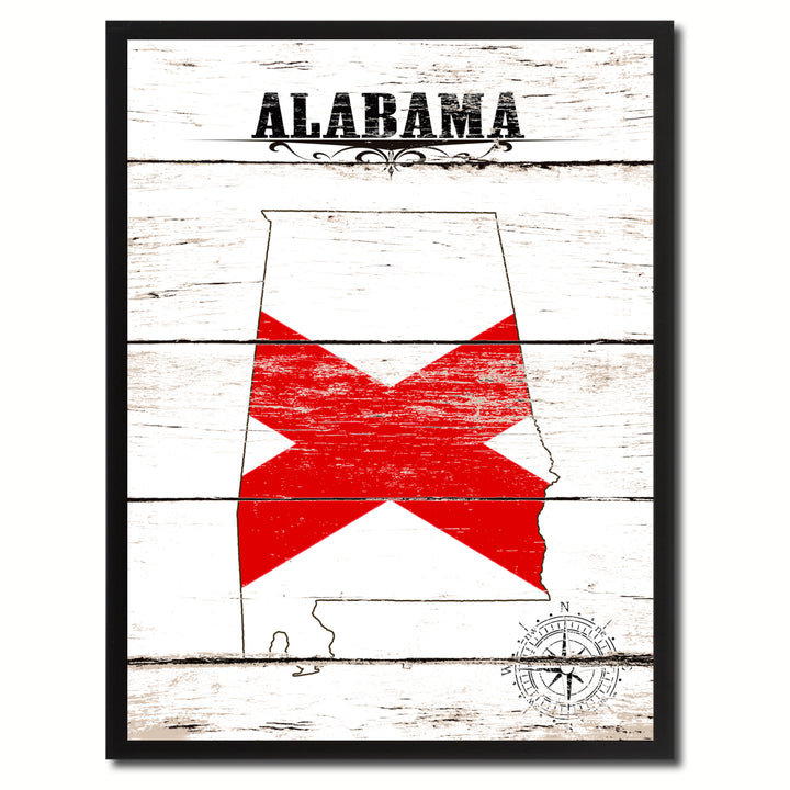 Alabama State Flag Canvas Print with Picture Frame  Wall Art Gifts Image 1
