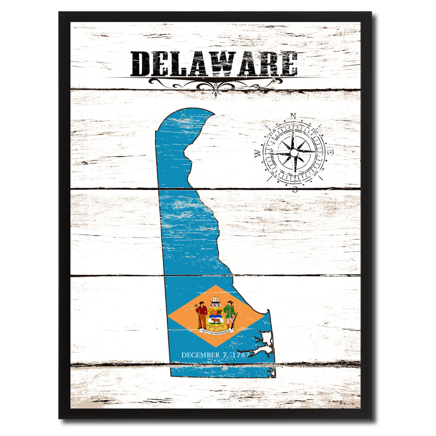 Delaware State Flag Canvas Print with Picture Frame  Wall Art Gifts Image 1