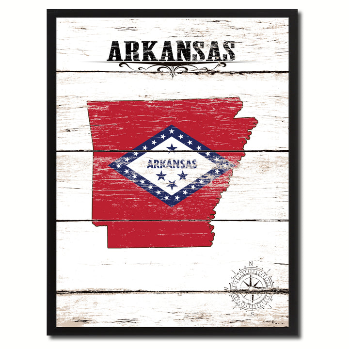 Arkansas State Vintage  Flag Canvas Print with Custom Picture Frame  Wall Art Gift Ideas 7021 Image 1