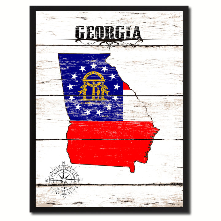Georgia State Flag Canvas Print with Picture Frame  Wall Art Gifts Image 1