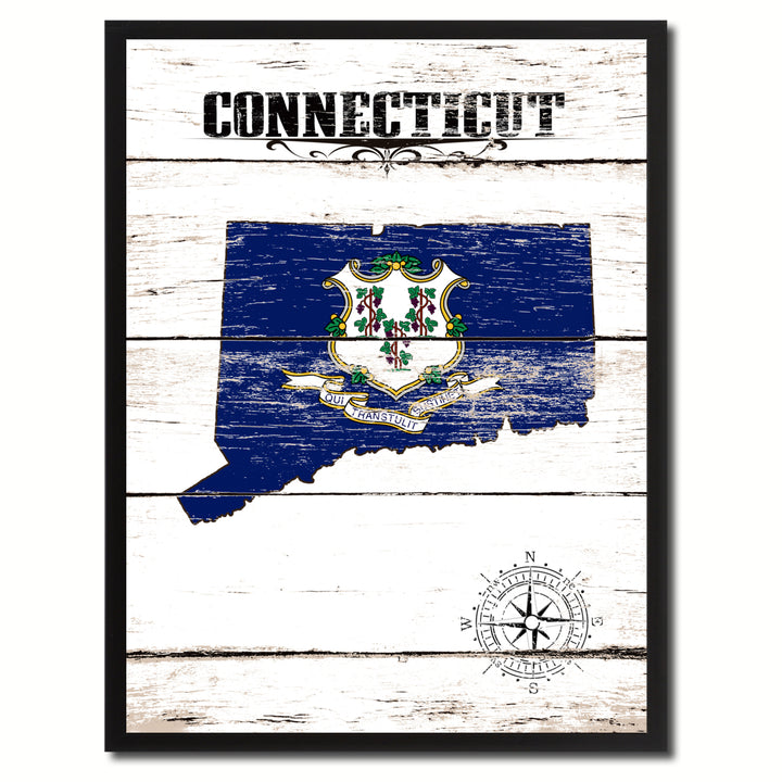 Connecticut State Flag Canvas Print with Picture Frame  Wall Art Gifts Image 1