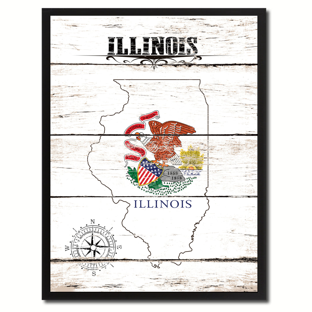 Illinois State Flag Canvas Print with Picture Frame  Wall Art Gifts Image 1