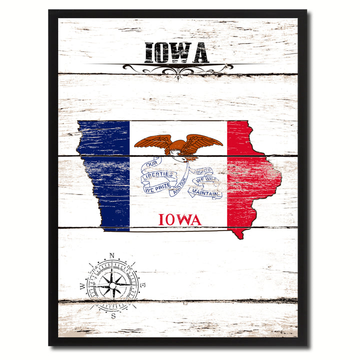 Iowa State Flag Canvas Print with Picture Frame  Wall Art Gifts Image 1