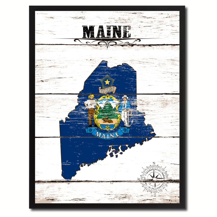 Maine State Flag Canvas Print with Picture Frame  Wall Art Gifts Image 1