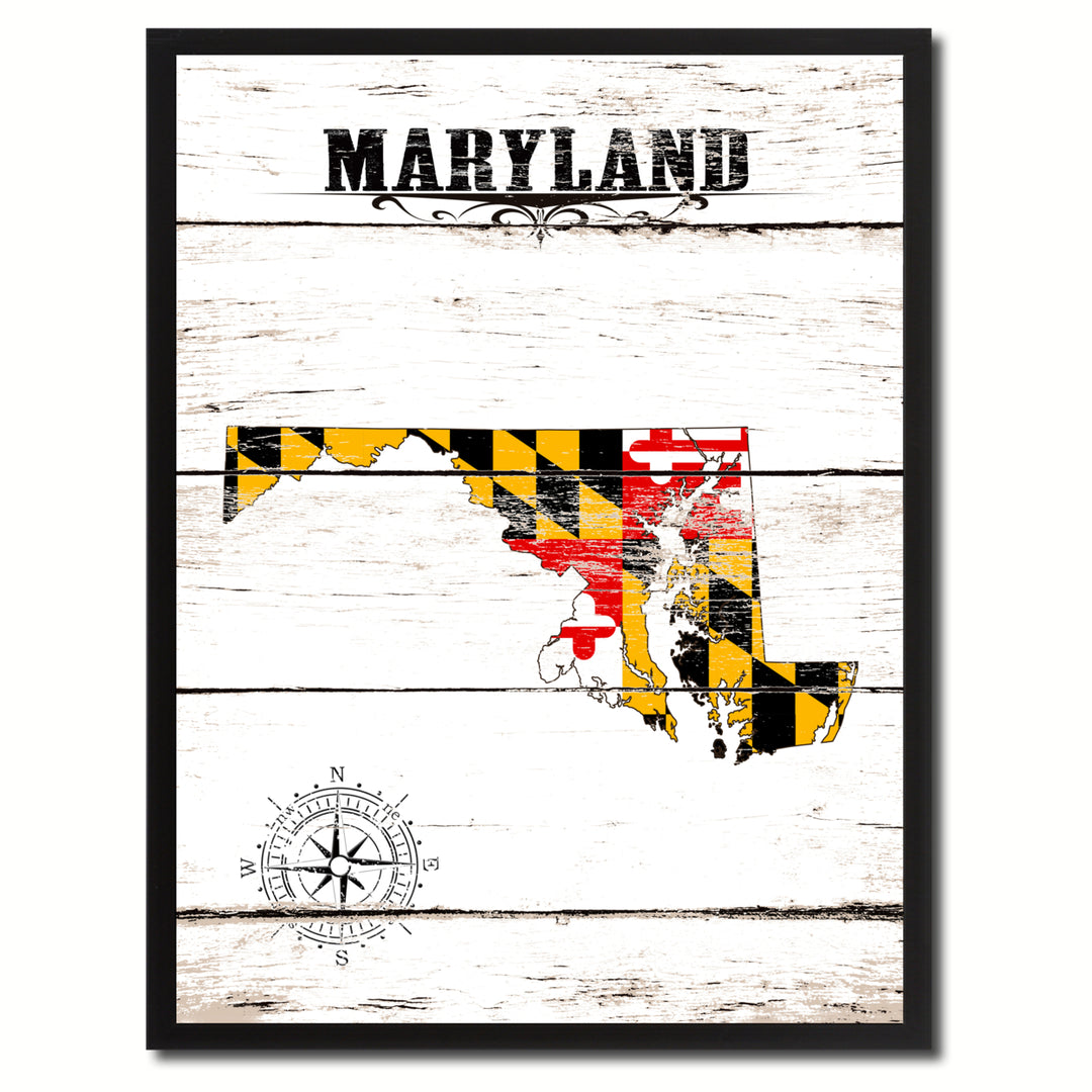 Maryland State Flag Canvas Print with Picture Frame  Wall Art Gifts Image 1