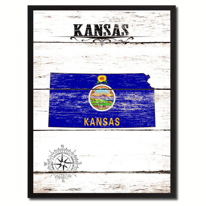 Kansas State Flag Canvas Print with Picture Frame  Wall Art Gifts Image 1