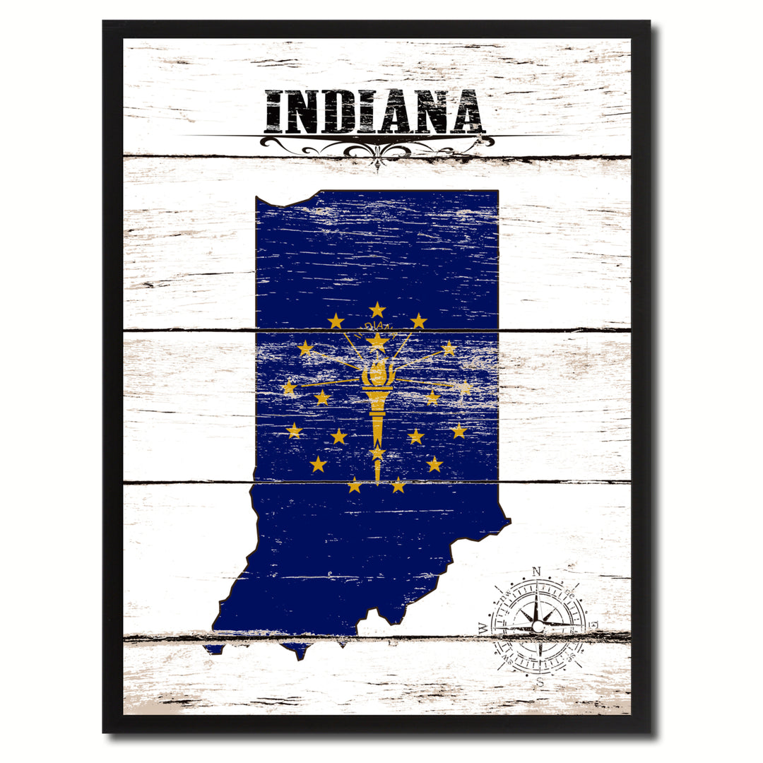 Indiana State Flag Canvas Print with Picture Frame  Wall Art Gifts Image 1