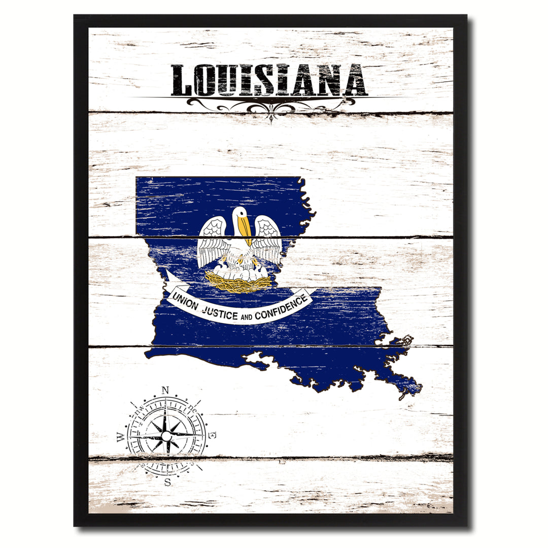 Louisiana State Flag Canvas Print with Picture Frame  Wall Art Gifts Image 1