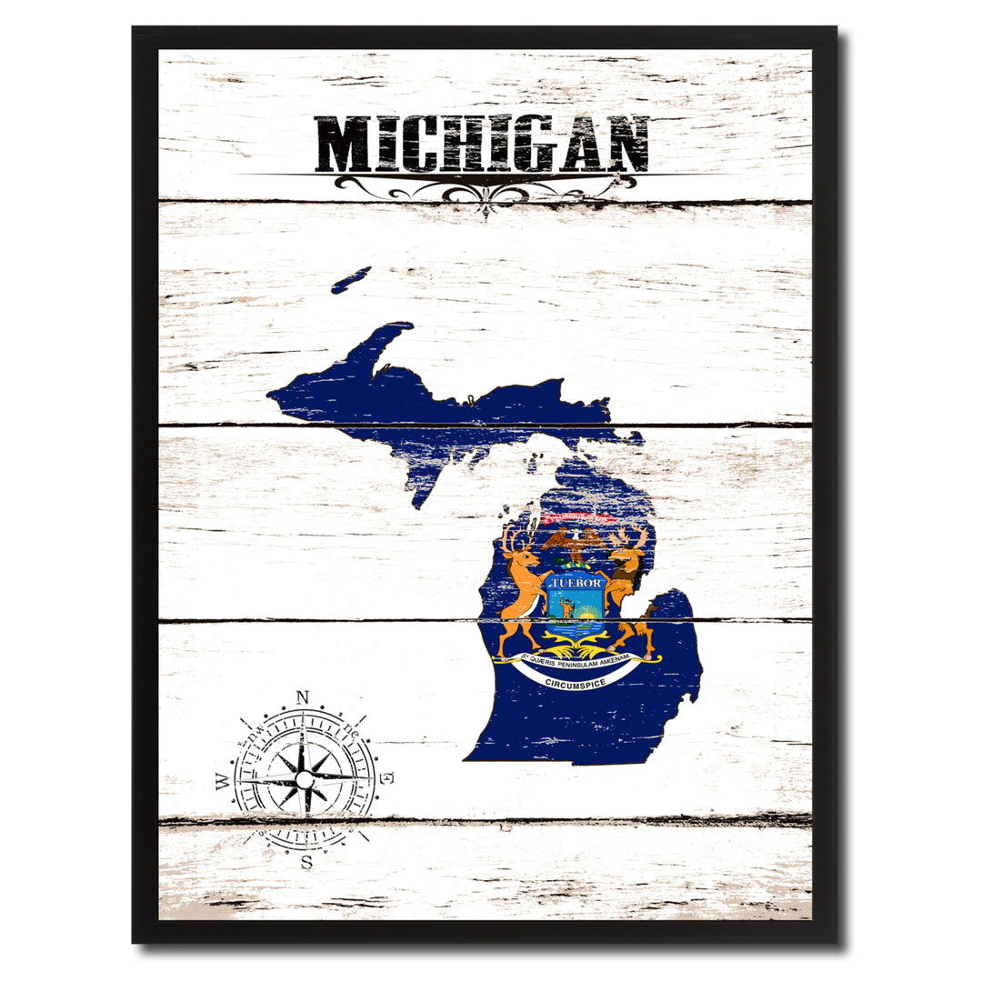 Michigan State Flag Canvas Print with Picture Frame  Wall Art Gifts Image 1