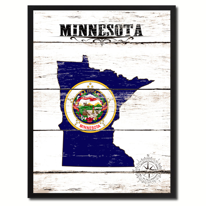Minnesota State Flag Canvas Print with Picture Frame  Wall Art Gifts Image 1