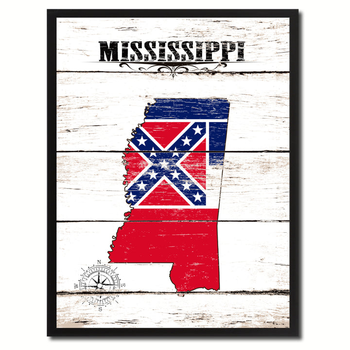 Mississippi State Flag Canvas Print with Picture Frame  Wall Art Gifts Image 1