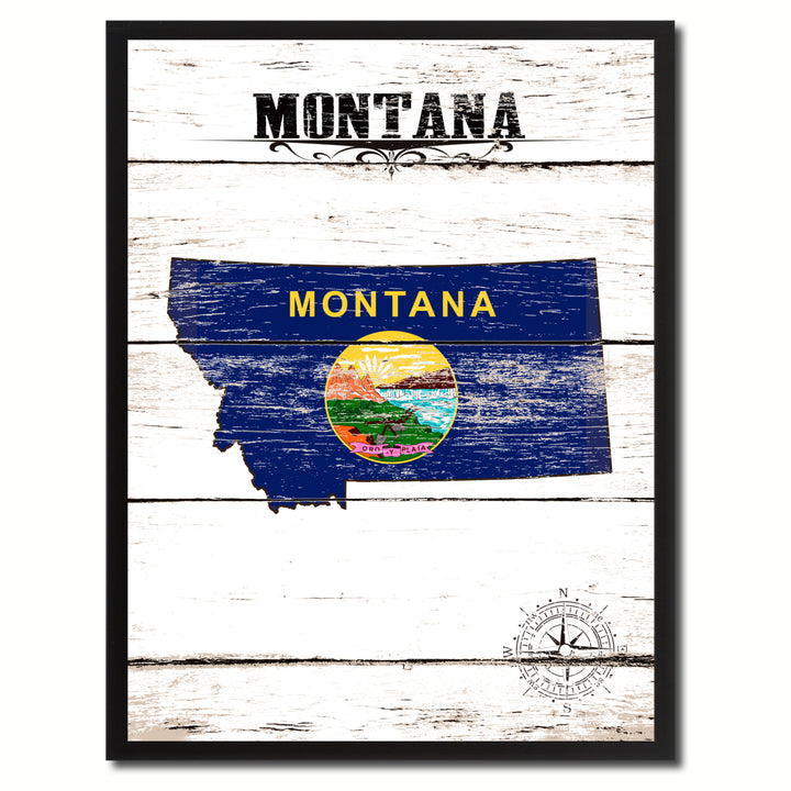 Montana State Flag Canvas Print with Picture Frame  Wall Art Gifts Image 1