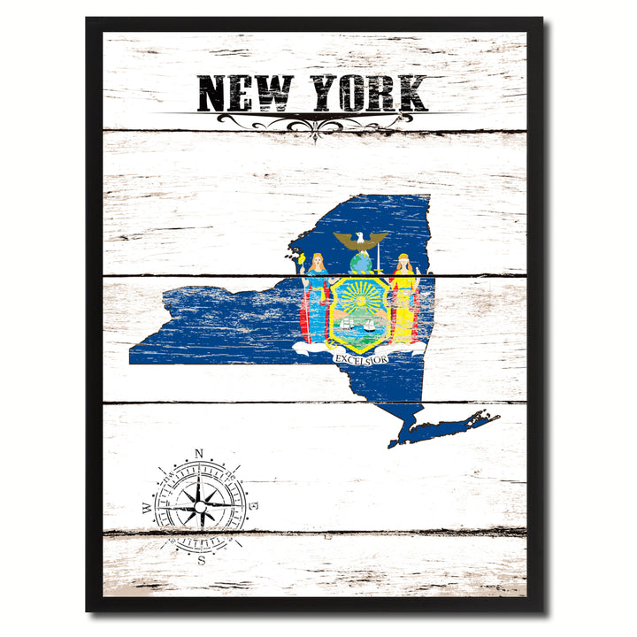 York State Flag Canvas Print with Picture Frame  Wall Art Gifts Image 1