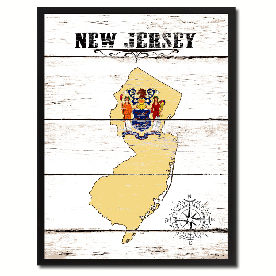 Jersey State Flag Canvas Print with Picture Frame  Wall Art Gifts Image 1