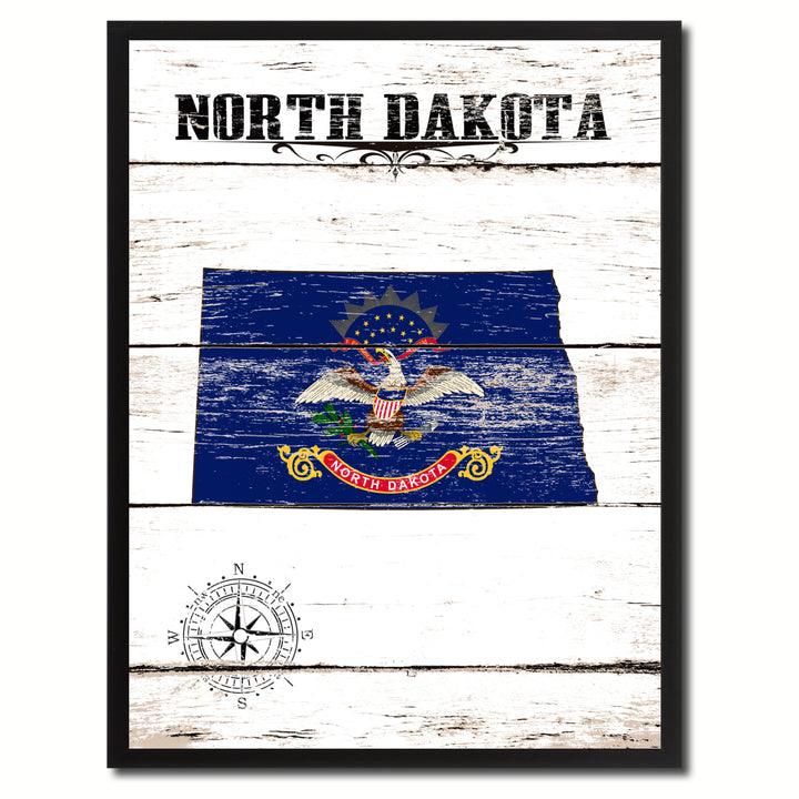 North Dakota State Flag Canvas Print with Picture Frame  Wall Art Gifts Image 1