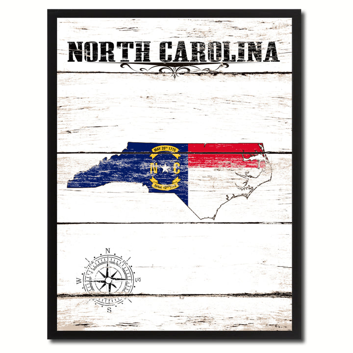 North Carolina State Flag Canvas Print with Picture Frame  Wall Art Gifts Image 1