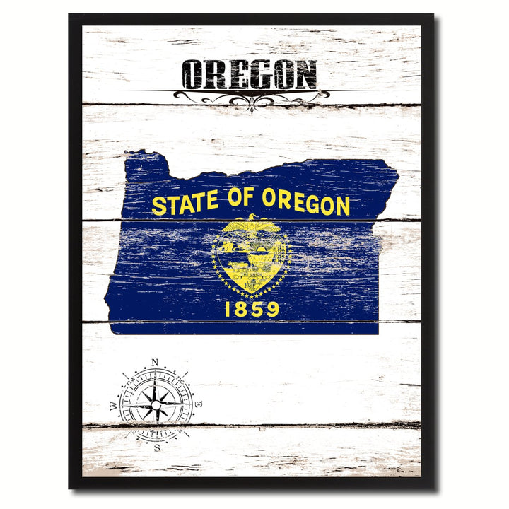 Oregon State Flag Canvas Print with Picture Frame  Wall Art Gifts Image 1