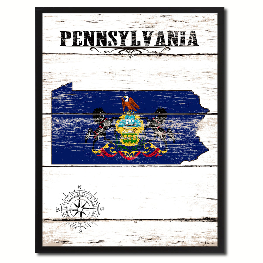 Pennsylvania State Flag Canvas Print with Picture Frame  Wall Art Gifts Image 1