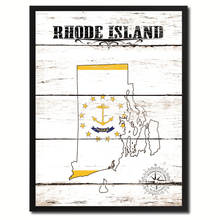 Rhode Island State Flag Canvas Print with Picture Frame  Wall Art Gifts Image 1