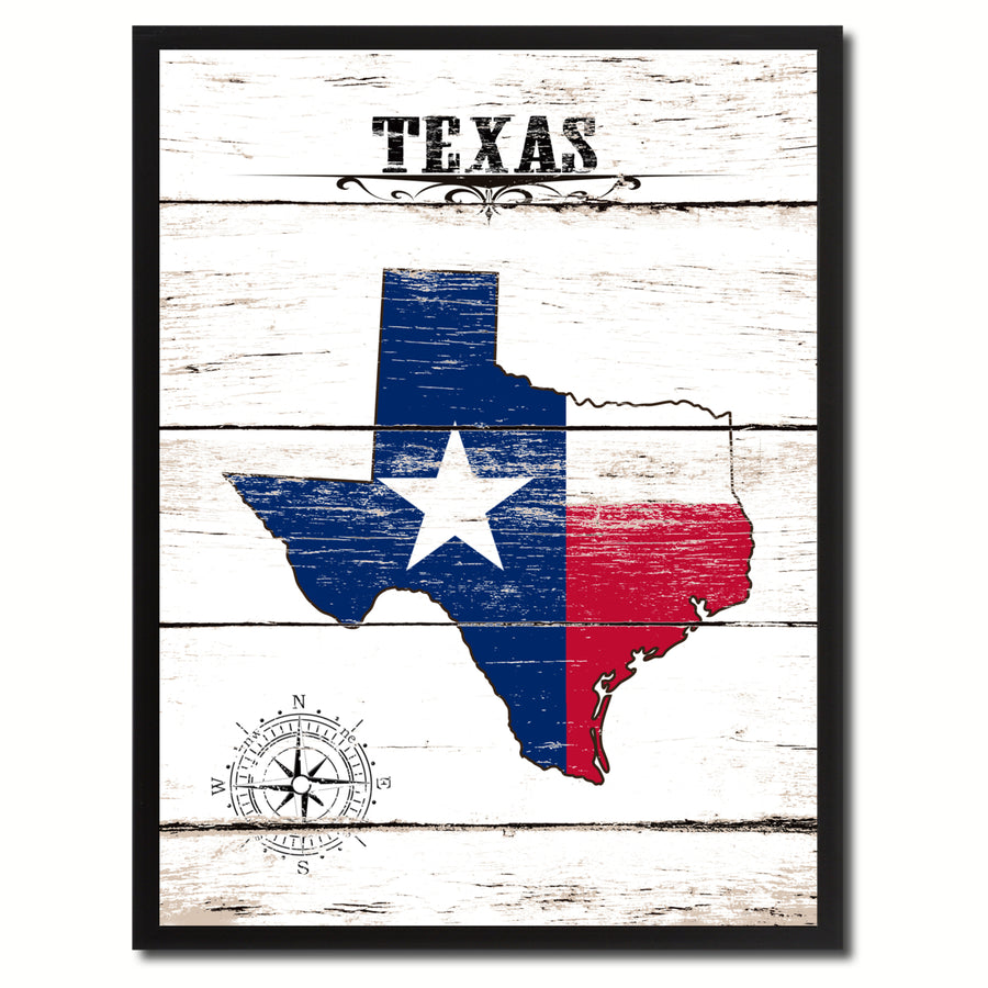 Texas State Flag Canvas Print with Picture Frame  Wall Art Gifts Image 1