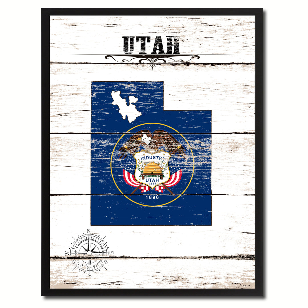 Utah State Flag Canvas Print with Picture Frame  Wall Art Gifts Image 1