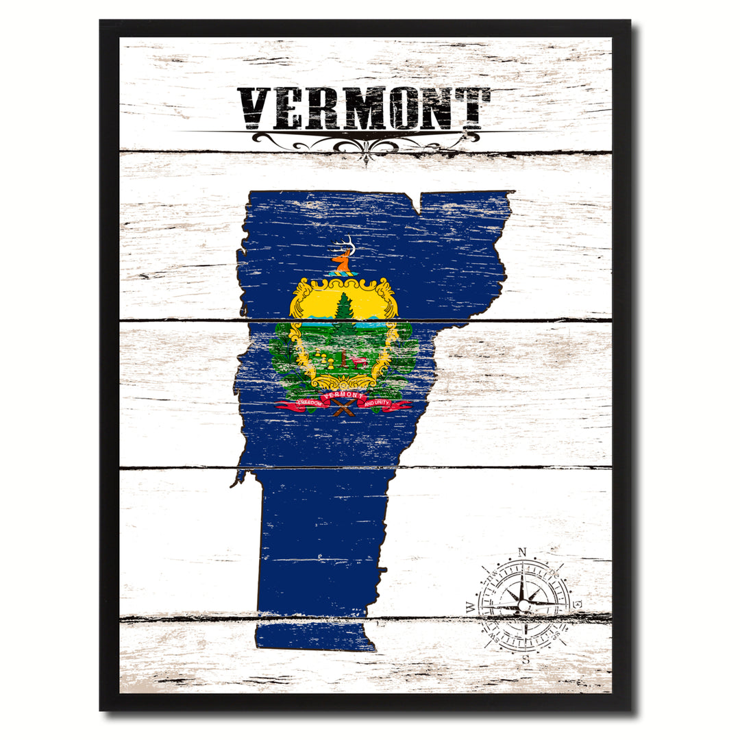 Vermont State Flag Canvas Print with Picture Frame  Wall Art Gifts Image 1