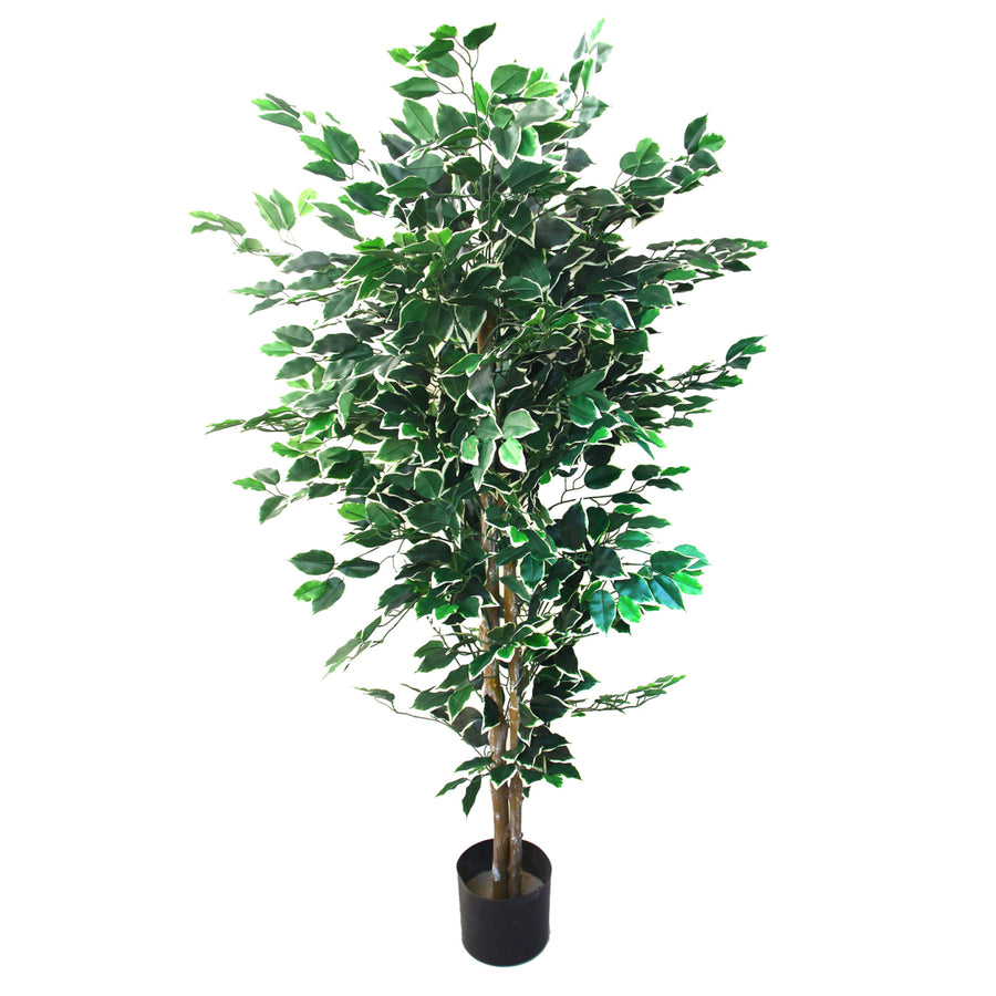 5 Foot Pure Garden Ficus Artificial Tree Indoor Outdoor Plant in Pot Image 1