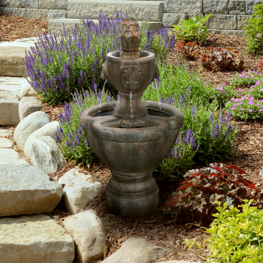 Pure Garden Lion Head Fountain for Backyard, Patio Image 1