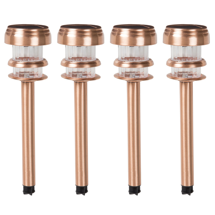 Pure Garden Copper Solar Powered LED Path Lights - Set of 4 Image 4
