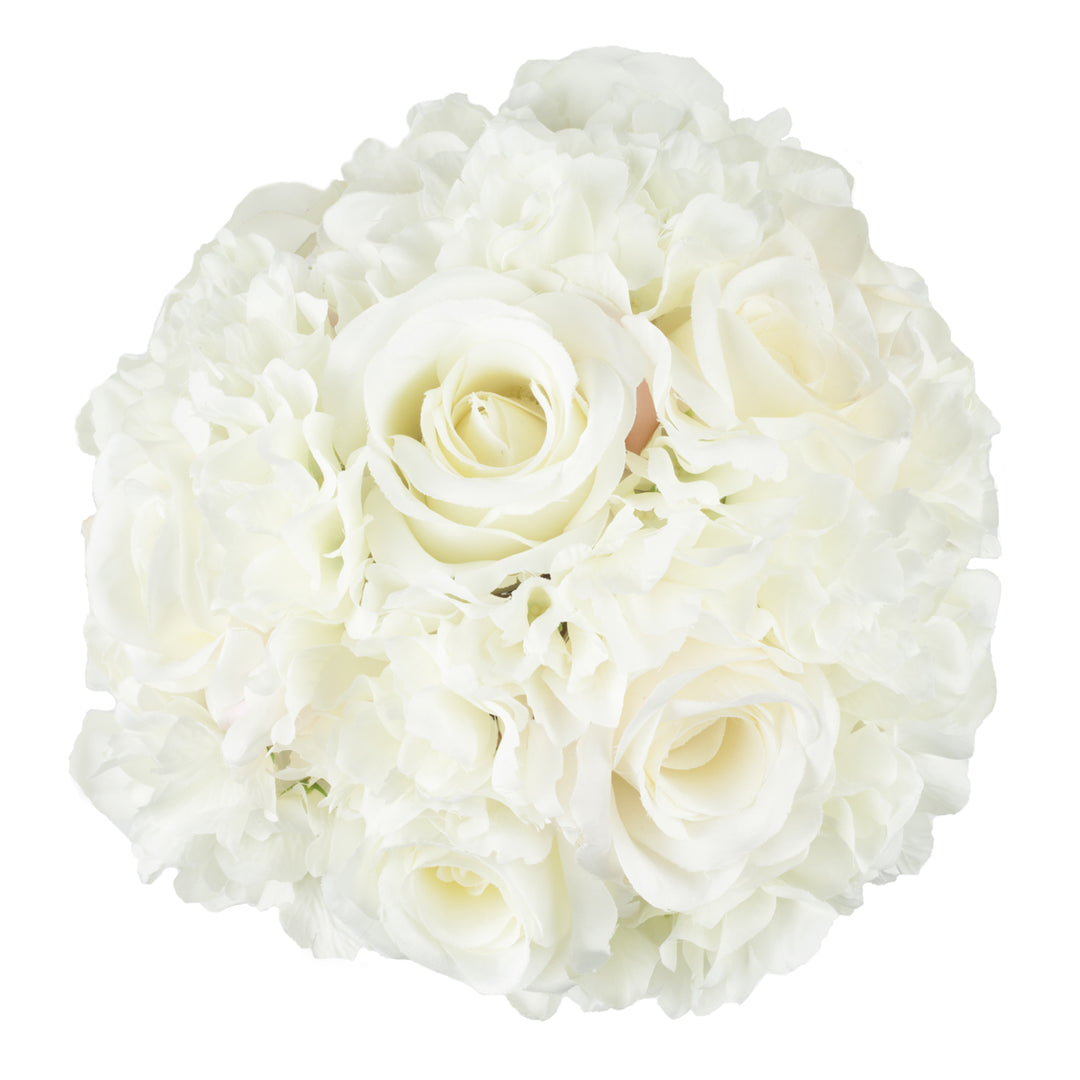 Pure Garden Hydrangea and Rose Floral Arrangement with Vase - Cream Image 4