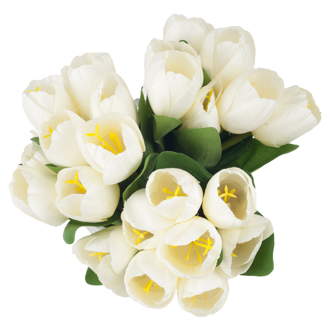 Pure Garden Tulip Floral Arrangement with Glass Vase - Cream Image 4