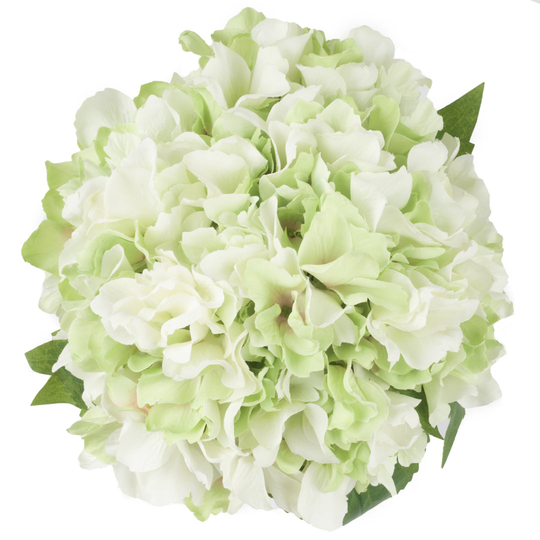 Pure Garden Hydrangea Floral Arrangement with Glass Vase - Green Image 4